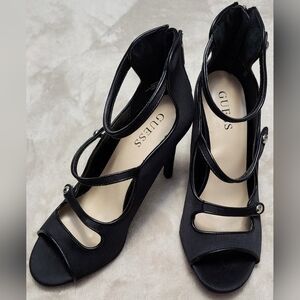 GUESS Women's Black Strappy Heels 8M